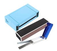 VICASKY Jeu D’Outils de Lutherie Guitare 3 Pcs Bleu avec Lime pour Sillet Chevalet Levier en Aluminium 15 CM Étui de Rangement Compact pour Entretien et Réparation Précise des Frettes