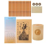 VICASKY Jeu de Divination Traditionnel en Bambou avec Seau et 16 Bâtonnets de Divination Chinois Kit Complet avec Livret D’Apprentissage pour Soirée Entre Amis et Usage Domestique