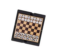 VICASKY Jeu D'échecs Pliable Et Dames Internationales pour Adultes, Format Portable, Cuir Fin Noir, Pièces Magnétiques Faciles à Ranger, Adapté Aux Voyages Et Loisirs
