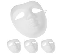 VICASKY Kit de 4 Masques Vierges en Pâte à Papier Blanc à Peindre Soi-même, Masques Soi-même pour Loisirs Créatifs et Décoration, Accessoires Légers pour Carnaval, Bal Masqué et Fête