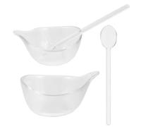 VICASKY Kit de Bols Mélangeurs en Verre Transparent pour Masques Visage 1 Grand Bol avec 2 Cuillères Doseuses Outils de Mélange pour Soins du Visage et Spa Usage Professionnel et Maison