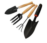 VICASKY Kit de Jardinage 4pcs Outils en Acier Inoxydable, Manches Ergonomiques Résistants pour Jardin et Extérieur, Râteaux et Pelles Noirs Pratiques