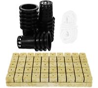 VICASKY Kit de Plantation Hydroponique Paniers Auto-Arrosants 50 Pcs Cubes Laine Minérale Corde Coton 10 M Jardinière Plastique pour Culture Hors-Sol Semis et Jardinage Solide