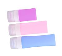 VICASKY Kit De Voyage En Silicone 4 Pièces 38ml, 60ml, 80ml Bouteilles De Voyage Cylindriques Colorées Pour Lotion, Huiles Essentielles, Usage Familial Et Déplacement Paquet Pvc Transparents