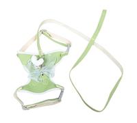 VICASKY Laisse de Base pour Chien avec Harnais Ajustable en Maille Douce, Taille L pour Petits Chiens 4-8 Kg, Corde de Traction Verte avec Noeud Décoratif et Pompons, Promenade