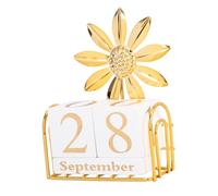 VICASKY Lot de 1 calendrier en bois élégant pour la décoration - Calendrier perpétuel pour l'école et la facilité d'utilisation grâce aux blocs rotatifs - Parfait