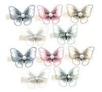 VICASKY Lot de 10 barrettes à cheveux papillon pour fête de fille - Petites décorations colorées - Faux bijoux de cheveux - Pinces à cheveux mignonnes - Accessoires de cheveux élégants - Papillons
