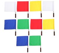 VICASKY Lot de 10 Drapeaux D’arbitre de Football en Polyester Manche Acier Inoxydable, Couleurs Vert, Jaune, Rouge, Blanc, Bleu, pour Signalisation, Gestion de Match et Animation Sportive