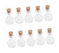 VICASKY Lot de 10 Flacons de Parfum Miniatures en Verre Borosilicaté Bouchon en Liège, Bouteilles à Souhaits Sûres pour Stockage D'huiles Essentielles et Décoration DIY