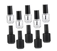 VICASKY Lot de 10 Flacons Vides pour Vernis à Ongles 15 Ml Verre Solide Transparent et Noir Mats, Distributeurs Cosmétiques Réutilisables pour Voyages et Manucure Professionnelle