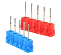 VICASKY Lot de 10 Forets Coniques en Carbure 3x8 Mm pour Manucure Russe, Embouts Ponceuse à Ongles Professionnels, Rouges et Bleus, Soins des Cuticules Précis pour Usage Salon et Domicile