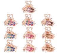 VICASKY Lot de 10 Pinces à Cheveux en Alliage de Zinc Strass, Maintien Antidérapant pour Cheveux Fins, Design et Cœur, pour Maquillage et Bain
