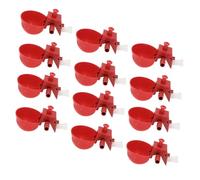 VICASKY Lot de 12 Abreuvoirs à Cailles Et Pigeons Rouge Réglables, Petit Format en Plastique, Distributeur d'eau Automatique pour Élevage Volaille, Récipient Doseur Pratique pour Oiseaux De Ferme