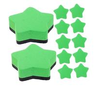VICASKY Lot de 12 Effaceurs à Sec Mini en Feutre EVA Vert D’Étoile Gommes Magnétiques pour Tableau Blanc et Noir Accessoires pour Salle de t Bureau Nettoyeur Portable et