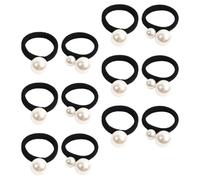 VICASKY Lot de 12 Élastiques à Cheveux Noirs Extensibles Grosses Perles et Petites Perles Bandeaux Décoratifs pour Queue de Cheval pour Femmes Coiffure Quotidienne et