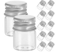 VICASKY Lot de 12 mini bouteilles en verre avec couvercle à remplir - Bouteilles secrètes - Anti-douleur - Avec bouchon à vis scellé - Flacons transparents