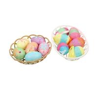 VICASKY Lot de 12 œufs de Pâques décoratifs en forme d'œufs de dessin animé avec paniers pour décoration de Pâques créative et fêtes joyeuses
