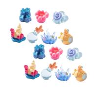 VICASKY Lot de 14 décorations de Artificiel en résine pour Aquarium - Décoration Miniature - Coraux - Bouteilles de dérive - Figurines de Coquillages pour paysages sous-Marins Vivants