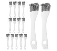 VICASKY Lot de 15 Brosses pour Cage D’Animal Long Manche - Brosse Double Face en Poils Gris et Blanc Nettoyeur pour Perchoirs de Perroquet et Grattoir à Déjections Outil Hygiénique pour
