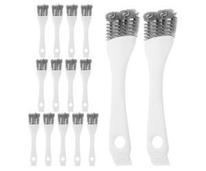 VICASKY Lot de 15 Brosses pour Cage D’Animal Long Manche - Brosse Double Face en Poils Gris et Blanc Nettoyeur pour Perchoirs de Perroquet et Grattoir à Déjections Outil Hygiénique pour