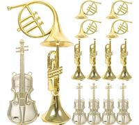 VICASKY Lot de 15 instruments de musique - Décoration de Noël - Mini instruments de musique - Pendentif - Cartes de Noël - Neige de Noël musicale - Ornements de Noël - Peluche - Plastique doré