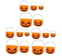 VICASKY Lot de 15 seaux de citrouille d'Halloween avec poignée - Récipients de collection pour astuces, décoration d'Halloween et festivals pour enfants - Stable et pratique pour le rangement de