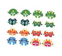 VICASKY Lot de 16 masques de dinosaure réutilisables en feutre pour les fêtes d'anniversaire, le carnaval et Halloween Costumes colorés pour les petits fans de dinosaures