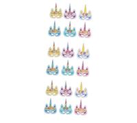 VICASKY Lot de 18 masques pour les yeux de licorne - Masque festif en papier - Masque de licorne - Masque élégant - Accessoire de fête prénatale - Masque de licorne d'anniversaire - Manuel avec corde