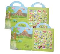 VICASKY Lot de 2 autocollants de scène réutilisables pour tout-petits dinosaures Livre d'autocollants Rangement d'autocollants pour enfants Autocollants pour ongles Autocollants décoratifs muraux
