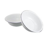 VICASKY Lot de 2 Bassines en Émail Vintage 32 et 34 Cm, Bassine de Trempage des Pieds Résistante la Chaleur, Polyvalente pour Bain de Pieds et Lavage du Linge, Bassin Décoratif