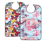 VICASKY Lot de 2 Bavoirs pour Personnes Âgées Lavables et Réutilisables Grands Modèles en Tissu Résistant à Motif Décoratif Accessoires Repas pour Adultes Protection Pendant le Dîner