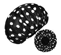 VICASKY Lot De 2 Bonnets De Bain Imperméables Taille Unique à Pois, Élastiques, Pour Femmes, Cheveux Longs Et Courts, Usage Bain, Soin Du Visage Et Voyage