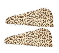 VICASKY Lot de 2 bonnets de douche en microfibre à séchage rapide avec motif léopard extra absorbants pour un séchage efficace des cheveux et une protection contre les dommages causés par la chaleur
