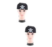 VICASKY Lot de 2 bonnets de pirate squelette - Matelas de crèche portable - Capitaine de pirate - Bonnet de costume d'Halloween - Chapeau de décoration de fête - Légumes de maison de poupée - Chapeaux