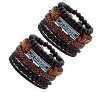 VICASKY Lot De 2 Bracelets En Cuir De Vache Pour Hommes Style Vintage Manchette Bijoux Pour Hommes Bracelet En Pu