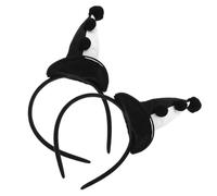 VICASKY Lot de 2 Chapeaux de Clown, Accessoires de Cou à Volants, Noir Et Blanc, pour Pierrot, Chapeaux de Fête, Serre-tête D'halloween en Peluche