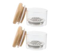 VICASKY Lot De 2 Coupelles à Ongles En Verre Transparent Couvercle, Panier En Acier Inoxydable, Compactes, Résistantes Pour Manucure Et Nail Art Professionnels