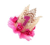 VICASKY Lot de 2 couronnes de premier anniversaire - Roses - Pour filles - Élégante couronne pour le premier anniversaire - Accessoire de fête parfait et accessoires photo
