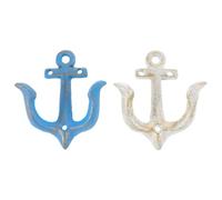 VICASKY Lot de 2 Crochets Muraux Décoratifs en Fer à Motif D’ancre Méditerranéenne, Patères Rustiques en Fonte, Support Mural Polyvalent pour Suspendre Manteaux, Serviettes et