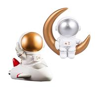 VICASKY Lot de 2 décorations d'astronaute Décoration de table Accessoires de fête Accessoires de maison Décoration de table à dessert Jouet pour le bureau Figurine Résine Table de dessert