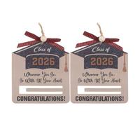 VICASKY Lot de 2 Décorations Suspendues en Bois « 2026 » pour Remise de Diplômes, Pendentifs en Bois Naturel 6,5 X 6 Pouces, Ornements Muraux pour Cérémonie et Souvenirs Étudiants