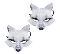 VICASKY Lot de 2 demi-masques de renard d'Halloween - Masque réaliste pour animal de compagnie - Accessoire de costume de cosplay