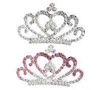 VICASKY Lot De 2 Diadèmes Pour Filles En Strass, Petits Peignes Couronne Argentés, Accessoires Cheveux Pour Garçon Et Filles, Fêtes Et Anniversaires, Bijoux Coiffure Bébé