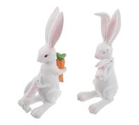 VICASKY Lot de 2 Figurines de Lapins de Pâques en Résine Maman Lapin en Pose Câline Décorations de Table Printanières pour Maison Ornement Décoratif de Bureau Festif
