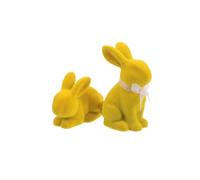 VICASKY Lot de 2 Figurines Lapin Floquées en Résine Jaune, Décoration de Table Printanière pour Fête de Pâques, Statuettes Animales D’intérieur pour Ambiance Festive et Jardin