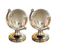 VICASKY Lot de 2 Globes Terrestres Décoratifs de Bureau 4 Cm en Verre Borosilicate Transparent, Ornement Géographique Chic et Modèle Créatif pour Décoration Maison, Bureau, Apprentissage