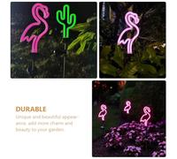 VICASKY Lot de 2 Lampes Solaires LED Flamant Rose et Cactus Éclairage Néon Décoratif pour Jardin Extérieur Étanches Alimentées par Panneau Solaire pour Terrasse et Pelouse