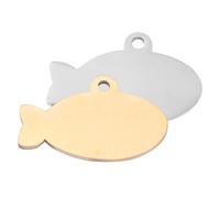 VICASKY Lot de 2 Médailles D'identification pour Animaux en Acier Inoxydable, Forme Poissons Aériens Grand Format, Étiquettes Solide pour Chats et Chiens, Accessoires pour Collier Animaux