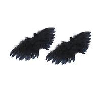 VICASKY Lot de 2 mini ailes d'ange - Costume de fête - À suspendre - Pour décorer soi-même - Merveilleux - Ange de Noël - Fille - Pendentif - Poupée - Femmes - Fée néon - Plastique - Noir
