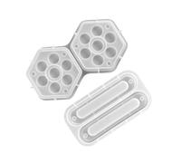 VICASKY Lot de 2 moules à cubes en résine UV - Moule de table hexagonal en silicone - Pour résine - Blanc